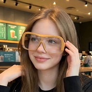 One-piece Oval Aviator Anti Blue Light Plain Glasses Women
