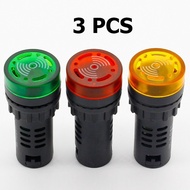 3Pcs Panel Mount 22mm led Indicator buzzer 12V 110V 220V led buzzer