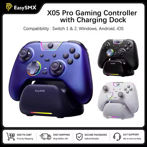 EasySMX X05 Pro Wireless Gaming Controller with Hall Joysticks, 1000Hz Polling Gamepad for PC Ninten