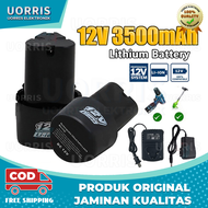 Baterai 12v Cordless Battery Batre Untuk Bor 12v Paket 1pcs Baterai 12v + charger Batrai Bor Cordles