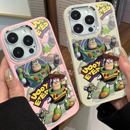 Cartoon Bath Lightyear Phone Case Compatible for IPhone 11 12 13 Pro 14 15 7 8 Plus SE 2020 XR X XS Max Shock-resistant Large Hole All-Inclusive Protective Casing Metal Button
