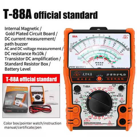 T88A T88B T88C Pointer Multimeter AC/DC 2500V Volt-Ammeter Analog Digital Display Resistor Tester El