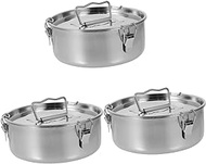 Luxshiny 3pcs Pot Flanera Cookware Kitchen Ergonomic Pudding Pots Water Lids Containers Pan Mold Steamer Design Lid Container Flan Cooking Cheesecake Bath Handle Steel with for Instant