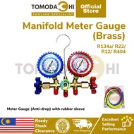 TOMODACHI Manifold Gauge R134a R32 R410a R22 R12 R404a Gas Meter 3 Pcs Hose Aircond Penyaman Udara K
