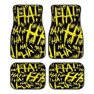 A Set of 4 Yellow Car Foot Mats, Graffiti Design-Universal Type, Suitable for Front Rear Seats, Prov
