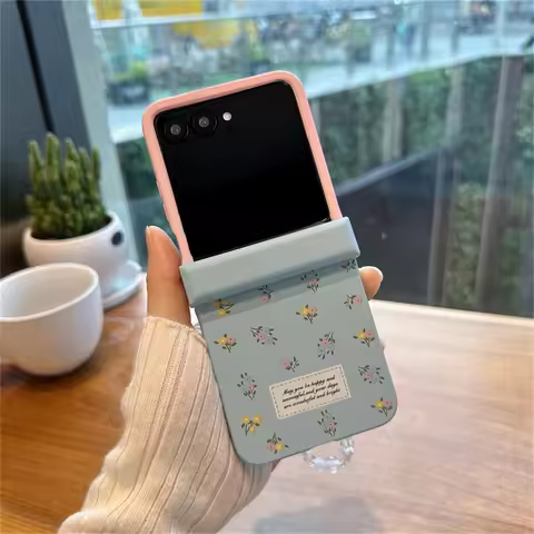 Cute Fresh Floral Pink Blue Phone Case With Bow Beads Bracelet Chain for Motorola Razr50 Razr 50 Ult