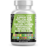 Clean Nutraceuticals Slippery Elm Psyllium Husk Pre Probiotic Digestive Gut Health Supplement with A