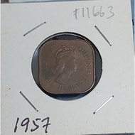 1957 1c 1 cent Malaya British north borneo Queen elizabeth vf #11663