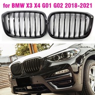 Gloss Black Front Kidney Grille Slat Style Grill  For BMW X3 G01 X4 G02 For BMW X3 25i 28i For BMW X