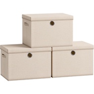 SONGMICS Large Storage Bins with Lids, 3 Pack Foldable Storage Boxes | 3 Pack Foldable Storage Boxes