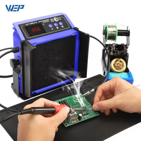WEP 2-IN-1 Fume Extractor 200W Soldering Iron Station With Helping Hands Double Filtering Solder Smo