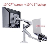 Dual Desktop Monitor Laptop Mount Clamp Holder Stand 2 in 1 Monitor Up 27 inch Laptop Up 15 inch