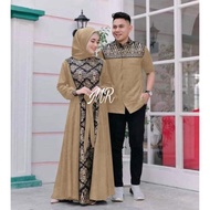 Kilat Gamis Batik Kombinasi Polos 2022 Modern Couple Baju Muslim