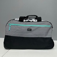 美國 ROXY 黑白色花花帆布 拉桿 有轆 行李 旅行袋