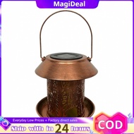 magideal Decorative Solar Bird Feeder Metal Projection Bird Feeder Hanging Weatherproof for Gardener