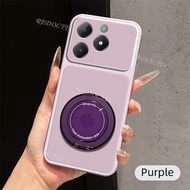 For Realme C63 C61 Casing Texture Leather Phone Case With 360 Degree Rotating Ring Holder Kickstand