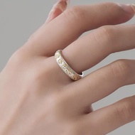 Dfdf999 Sterling Silver Ring Men Women Pair Ring Gold-Painted Lucky Word Ring Lucky Cat Silver-Plate