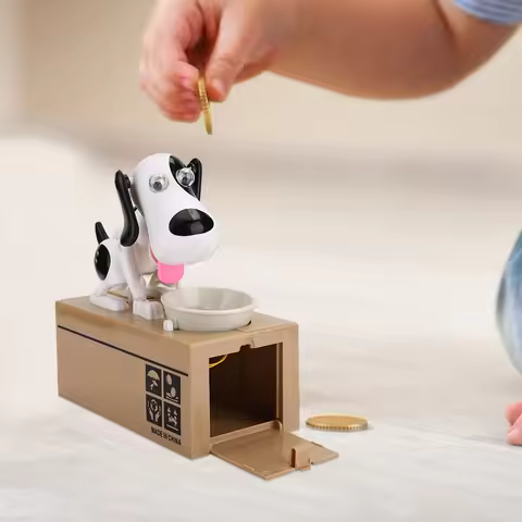 Cute Money Box Innovative Electric Cartoon Dog Eating Money Box Cute Saving Pot Chidren Birthday Gif