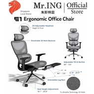 MR ING E1 Ergonomic Reclining Office Chair with Footrest Mesh Nap Chair Adjustable Lumbar Support