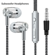 1.2M Nylon Cable Subwoofer In-Ear Headphones / 3.5mm Plug K Song Wired Stereo Headset / In-Ear Earphones Compatible with Universal Smartphones Tablets Computer Laptop