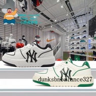 MLB Chunky Liner Men's Shoes NY Couple Shoes Thick-Soled Shoes White Black MLB Yankees Senior Shoes 