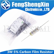 10pcs 3W 5% Carbon Film Resistor 0.1R ~ 2.2M 1 2.2R 10R 22R 47R 51R 100R 150R 470R 1K 4.7K 10K 47K 1
