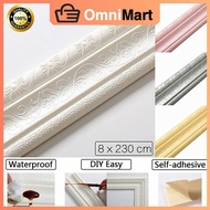 ☈☏Self Adhesive Foam Wainscoting / 3D Waist Line / 3D Wallpaper Border Wall Skirting Bingkai 立体腰线 自粘墙纸 8cm x 230cm