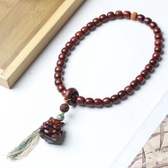 10mm Rosary Beads Women's Retro Small Leaf Red Sandalwood * Buddha Beads Bracelet Horse to Success H