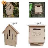 [Lacooppia2] Wooden Bat House Bats Nesting Box Decoration Wooden Bats Nest Weatherproof Stable Wall 