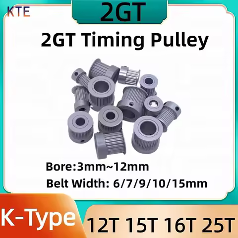 GT2 Timing Pulley K Type 12T 15T 16T 25T with Belt Widths 6mm to 15mm And Bore Sizes 3mm to 12mm - 1