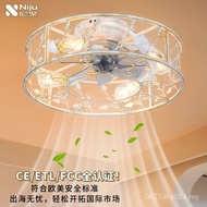 Bedroom Fan Lamp Iron Art American Retro High-End Italian Ceiling Fan Lamp Hall Bedroom Fan Lamp Hou