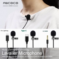 Universal Mini Microphone for iPhone Lightning Type C 3.5mm Microfone for Samsung Huawei Xiaomi Lavalier Clip-on Recording Noise Reduction Studio Speech Lecture External Microphone 1.5m Audio Adaptor Cable Active Clip For PC Computer Notebook Laptop