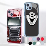 Scania TRUCK v8 Tempered Glass Phone Case For IPhone 15 14 13 12 11 Pro XS Max Plus Mini X XR 8 7 6s