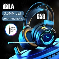 G58 Gamer Headsets Gaming Headset Extra Bass Headphones Surround Sound Wired Earphones USB Microphon