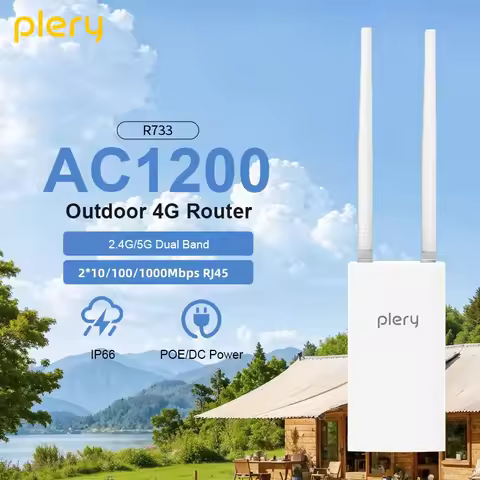 PLERY 1200M 4G LTE Outdoor Router Insert a Sim Dual Band 2.4G/5.8G 32 User Wifi signal Router Extend
