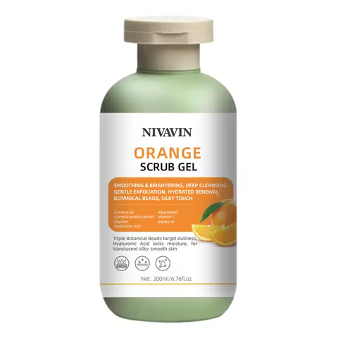 200ml Orange Scrub Gel is suitable for all skin types, gently removes dead skin cells, moisturizes a