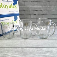 6 Pcs ROYALEX RX255 FM300 FM360 Thick Handled Glass Cups Heat and Cold Resistant