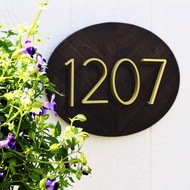 house number House number plate, gold number plate for attaching house numbers, size 5 inches, with 