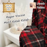 Kain Rayon Viscose Motif Kotak Kotak