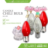 Candle Chili Bulb E12 240V ( RED / CLEAR ) Filament Incandescent Lamp 蜡烛小灯泡 / 神台灯座灯泡