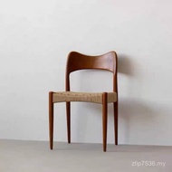 French Retro Designer Creative Home B & B Leisure Chair Medieval Style Solid Wood Rope Dining Chair 