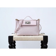 【MiyaBag】Mini 2424 leather silver buckle handbag shoulder bag crossbody bag,pink