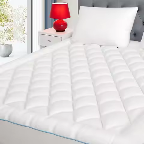 Extra Thick Quilted Mattress Topper, 18-22" Deep Pocket, Fluffy & Breathable, White, 54x75 Inches