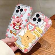 For IPhone 17 16 11 Pro 13 15 7Plus Pro Max 8 6 6s XR XS Strawberry Bear Print Case