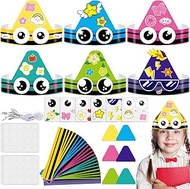 Qyeahkj 24 Sets Colorful Crayon Paper Headband Crown Craft Kits Easy DIY Crayon Cap Back to School H