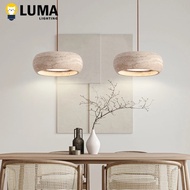 VIZ7 Japanese Yellow Travertine Pendant Lamp, Natural Luma Cave Stone Hanging Lighting for Kitchen I