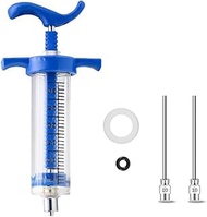Reusable Industrial & Scientific Plastic Syringe with 2x 4inch/10cm 10Ga Blunt Tip Needle for Refill