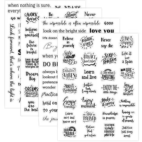 4 Sheets Small Inspirational Words and Phrases Sticker for Scrapbooking Decoration Motivational Quot