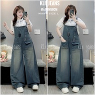 KLii jeans Plain BLUE Curved Baggy Jeans Overalls unisex long pocket concealer super beautiful, curv