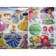 3D Strawberry Shortcake and Disney Princess Kids Room Decor Stickers K. i333